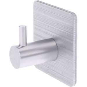 FSW-Products - 1 Stuk - Zelfklevende Haak - Handdoekhaak - Mat Zilver - Zelfklevend - Wandhaak - Ophanghaken - Plakhaakjes - Badkamer - Keuken - Kledinghaak - Muurhaak