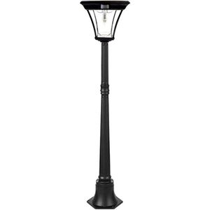 Solar buitenlamp - Lantaarnpaal 'London' - 135 cm hoog - 2 lichtstanden - Met bewegingssensor - Buitenlamp met sensor - Lantaarnpaal voor buiten - Lantaarn voor buiten op zonne-energie - Zwart