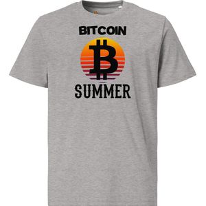 Bitcoin Summer - Unisex - 100% Biologisch Katoen - Kleur Grijs - Maat S | Bitcoin cadeau| Crypto cadeau| Bitcoin T-shirt| Crypto T-shirt| Crypto Shirt| Bitcoin Shirt| Bitcoin Merch| Crypto Merch| Bitcoin Kleding