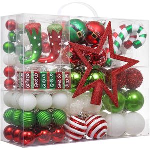 Kerstballen, pakket van 100 stuks plastic kerstboomversieringen.