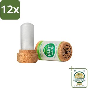 Happy Earth – Deodorant Crystal – 100% Natuurlijk Unscented – 90 g - Voordeelverpakking - 12 stuks - Natuurlijke deodorant - Kristal deodorant