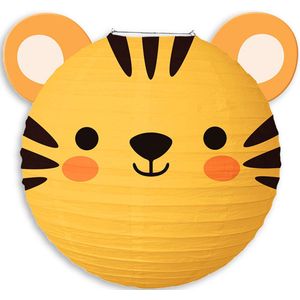 LUQ - Tijger - Lampion - Sint Maarten - Zonder - Lampionstokje - Met Lichtje - Dieren - TrekLampion - Papier - Kind - Geel - 1 Stuk