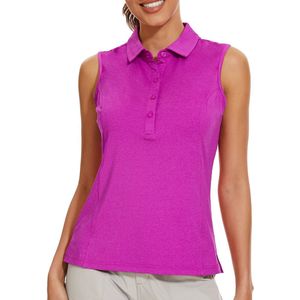 MEETYOO Vrouwen Dames Actieve Mouwloze Polo -Roze-XL