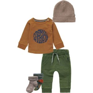 Noppies - Kledingset -4delig - Broek Jesolo Thyme - Shirt Jaroslavi Rubber - Muts Joliet Roebuck - 2 paar sokken - Maat 68