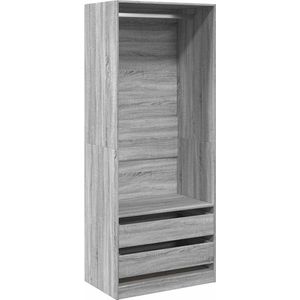 vidaXL - Kledingkast - 80x50x200 - cm - bewerkt - hout - grijs - sonoma - eikenkleur