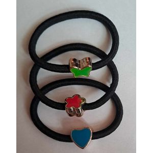 Haarelastieken met gekleurde bedels - 3 stuks