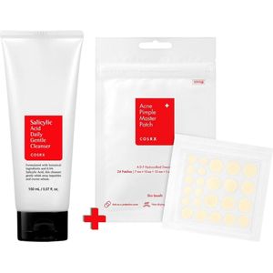 COSRX Pimple Patch + Salicylic Acid Daily Gentle Cleanser 150ml - Set voor Gezichtsreiniging - Huid Onzuiverheden - Pimples Impurities - Puistjes - Botanical Ingredients - Korean Beauty - K Beauty Skincare Set - Dagelijkse Gezichtsverzorging