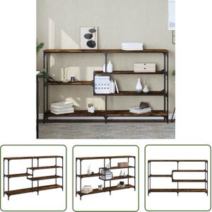 The Living Store Wandtafel 160x32x95 cm bewerkt hout gerookt eikenkleurig - Wandtafel - Bijzettafel - Console Tafel - Houten Tafel - Industrieel Design