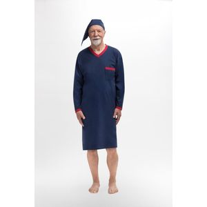 Martel Sylwester heren nachthemd met slaapmuts blauw 3XL