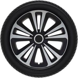 Tip-it Wieldoppen 14 inch - 4 stuks - Kliksysteem - Zwart / zilver