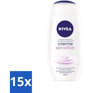 15 x NIVEA Douchecrème Sensitive 250 ml - Hydraterende Douche - Zachte Douche