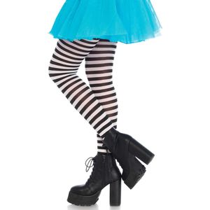 Leg Avenue - Gestreepte Panty - Rood-Wit Zwart-Rood Zwart-Paars Zwart-Wit - 50% Nylon 50% Polyester