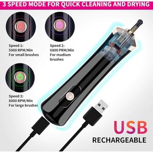 Make-up borstel reiniger, oplaadbare elektrische droger-snelle borstels schonere machine met 3 snelheden verstelbare diepe reiniging professionele spinner tool ALL in 1 Fit elke maat borstels