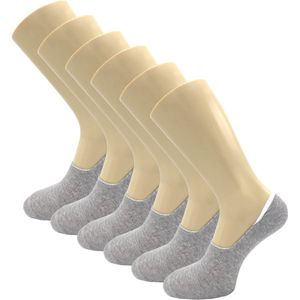Footies - Invisible Sneakersokken - Grijs - Set van 6 Paar - Siliconen Hiel