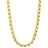 Lucardi - Heren Gerecycled stalen goldplated ketting - Ketting - Staal - Goudkleurig - 50 cm