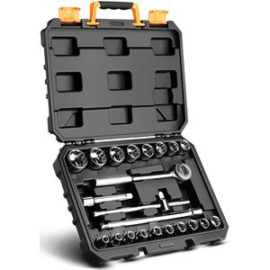 22-delige Autogereedschapsset - Professionele Wielmoersleutel & Dopsleutels - In Opbergkoffer