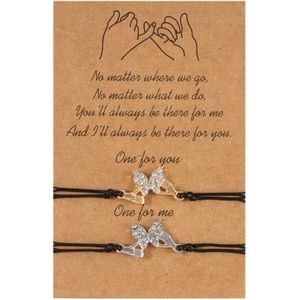 Akyol - Vriendschapsarmband -Vriendschaps armband -VRIENDINNEN ARMBAND -pinky promise armband vlinder armband - vriendinnen armband -armband voor vriendinnen - armband cadeau - armband gift - met vlinder hangertje - Paarse Armband 30 cm- best friends