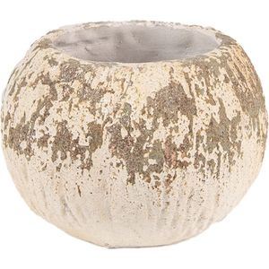 Bloempot Ø 18x13 cm Beige Bruin Steen Rond Bloempot binnen Plantenpot Plant pot