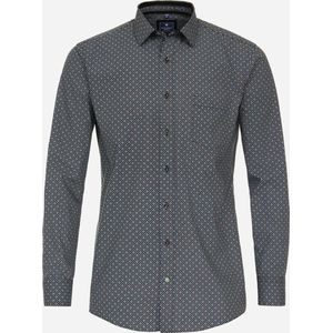 Redmond comfort fit overhemd - popeline - zwart dessin - Strijkvriendelijk - Boordmaat: 39/40