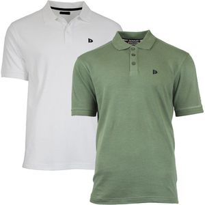 2-Pack Donnay - Polo (Noah) - Sportpolo - Heren - White/Army green (287) - maat XL