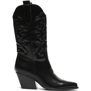 SmileFavorites® Dames Cowboylaarzen met Hak - Zwart - Imitatieleer - Maat 38