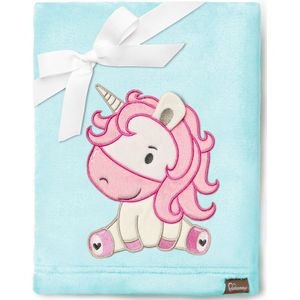 Be Mammy - BE20-168 - Kinderdeken - Poederblauw - 3D-applicatie