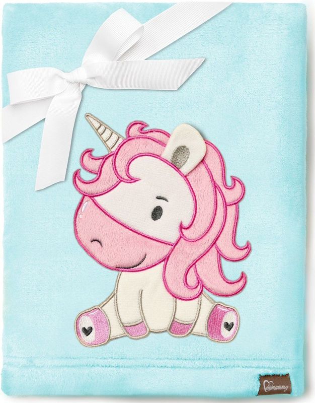 Be Mammy - BE20-168 - Kinderdeken - Poederblauw - 3D-applicatie