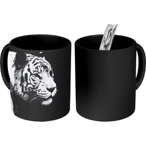 Magische Mok - Dierenprofiel Tijger in Zwart-Wit - Koffiemok - 350 ML