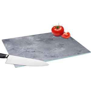 Glazen Snijplank - 39x28 - Leisteen - Beton - Retro - Structuren - Grijs - Rustiek - Snijplanken Glas