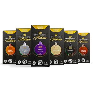 Gran Maestro Italiano – Koffiecups - Nespresso Compatibel Proefpakket – Oriëntatiepakket – Lungo, Espresso en Meer – 120 cups
