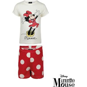 Minnie Mouse shortama - wit met rood - Disney pyjama - 100% katoen - maat 122/128