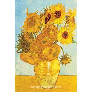 Twaalf Zonnebloemen in een Vaas / Vincent Van Gogh | Houten Legpuzzel | 2000 Stukjes | King of Puzzle | 59 x 88 cm