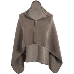 Tiseco - Poncho TOMO - draagbare deken met knoop, one size, taupe