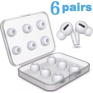 AirPods Pro Vervanging Silicone Tips 6 Paar (wit) S/ M /L met Case - Geluidsisolerend - Verbeter de geluidskwaliteit - hoge kwaliteit - OXILO