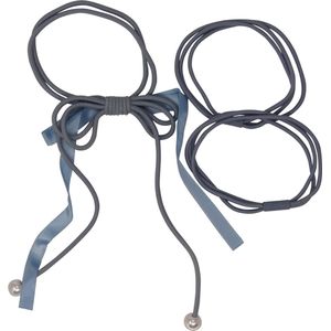 Jessidress® Haarelastiekjes Elegante Haar Elastieken met Strikje en parels Elastiek - Blauw