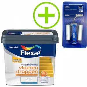 Flexa - Mooi Makkelijk Verf - Vloeren en Trappen - Mooi Ijswit - 750 ml + Lakroller