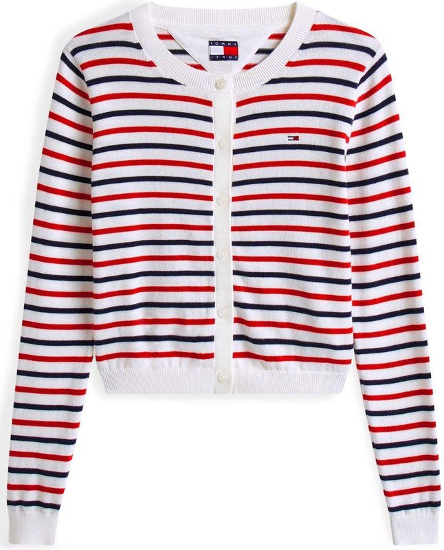 Tommy Jeans Gebreid vest 'ESSENTIAL'  navy / rood / wit