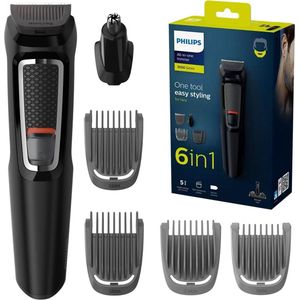 Philips - Multigroom Series 3000 MG3711/15 - Baardtrimmer - Waterbestendig - 60 min Batterij - Zelfslijpende Messen