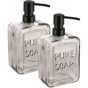 Tendance Zeeppompje - 2x - glas - tint zwart - pure soap - vrijstaand