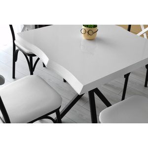 Witte Melamine Gecoate Eettafel met Metalen Poten