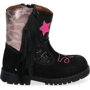 BunniesJR 221788-589 Meisjes Cowboy Boots - Zwart/Roze - Leer - Ritssluiting