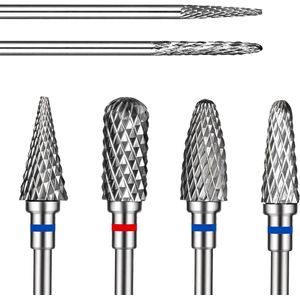 Allecto plus - Nagelboren set voor acrylnagels | Professionele diamantcarbide koppen | Manicure en pedicure | Verwijder acryl en gel | 3/32 inch | Nail art nagelknipperkoppen | Set van 6 stuks.