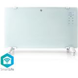 Nedis SmartLife Convectorkachel - Wi-Fi - Geschikt voor badkamer - Glazen Paneel - 2000 W - 2 Warmte Standen - LED - 15 - 35 °C - Instelbare thermostaat - Wit