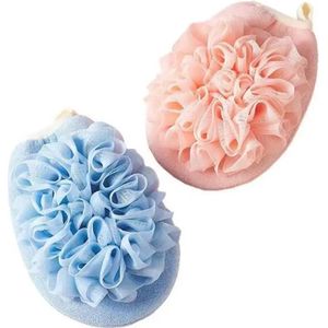 Aurgan Badbloem Wasscrub Roze & Blauw - washandset - exfolierend - extra schuimend