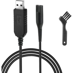 USB Oplaadkabel voor Scheerapparaat - Compatibel met Braun - 12V Oplaadkabel Voedingsadapter met Reinigingsborstel - Vervangende Oplaadkabel voor Scheerapparaat