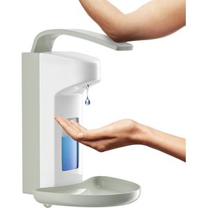 Eurodispenser, zeepdispenser, wandmontage, met elleboogpers voor ontsmettingsmiddel en handzeep, zeepdispenser voor wandmontage, witte douchegeldispenser, 500 ml