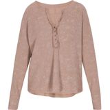 Usha - BLUE LABEL - Shirt - Lichtbruin - Lange Mouw - Henley Hals