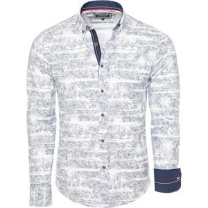 Wit overhemd Met Palmboom Motief Carisma 8551 - XL