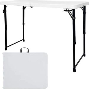 Klaptafel 40 inch draagbare plastic tafel in hoogte verstelbare vouwtafel voor binnen- en buitenfeesten picknick en camping (wit) camping table