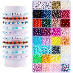 6 mm Colorful Beads for DIY String Letter Bracelets - 2460 Pcs